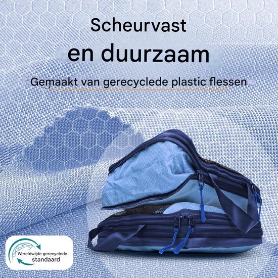 Packwürfel 7er Set - mit Kompression für Koffer und Rucksack inkl. Packsack, Mariner's Azure - Blau