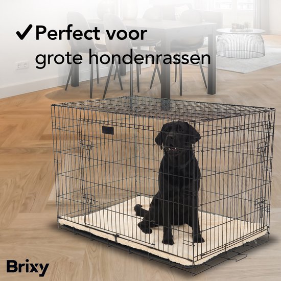 Brixy Hundebank - Sitzbank für Hunde - Größe L - faltbar - 91 x 58 x 65 CM - 2 Türen - Schwarz