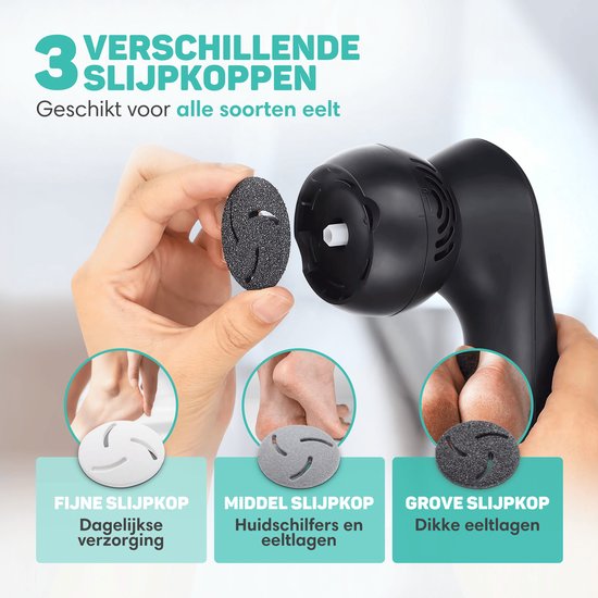 Vulpes Goods® BeautyCare - Elektrischer Hornhautentferner PRO - Inkl. 6 Hornhautscheiben - Hornhautentferner elektrisch - Professionelles Hornhautentferner-Set, 10-teiliges Pediküre-Set und Reisetasche - Fußfeile - Usb aufladbar - IPX7 wasserdicht
