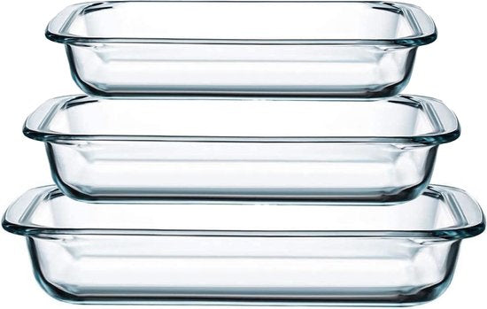 VAIVE 3-tlg. Backofengeschirr-Set - Rechteckig - Glas