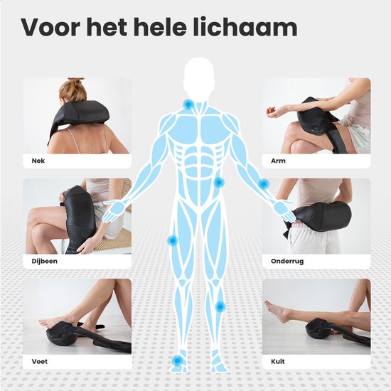 Auronic Shiatsu-Massagekissen - Elektrisch - Kabellos - Massagegeräte - Nacken- und Schultermassagegerät - Infrarot - Schwarz
