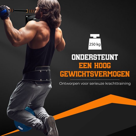 TTD® Premium Klimmzugstange - Wandmontiert - Dip Bars - Home Sports - Hochwertige Materialien - Extra Stabil bis zu 250KG - Inklusive Montageteile - Schwarz/Orange