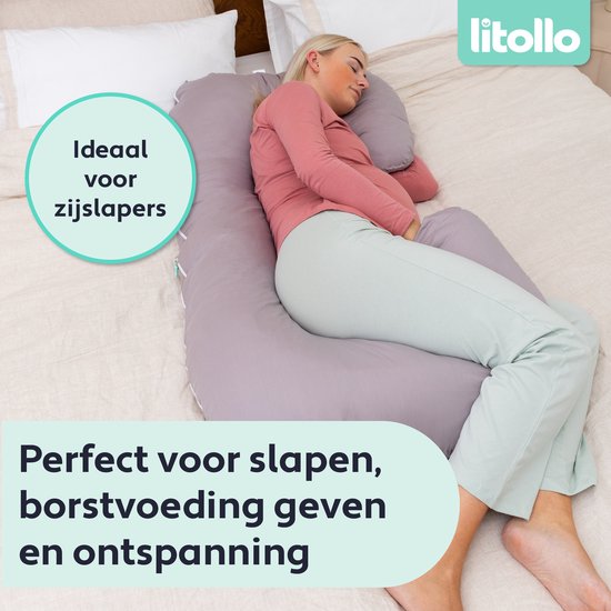 LitolloÂ¬Ã† Umstandskissen (C-Form) - Stillkissen - Körperkissen - Seidenkissen - Körperkissen - Grau