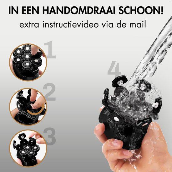 Sansbeauté® Skull Sharp PRO 6-in-1 Herrenrasierer - Nass & Trocken - Gesichts- und Kopfrasierer - Kabelloses Aufladen - Inkl. Aufsätze