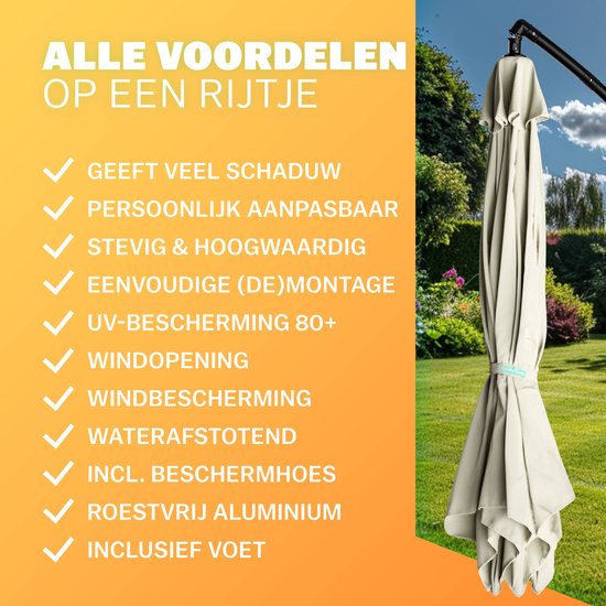 Schwimmender Sonnenschirm Zusammenklappbar - Aluminium Ø330cm UV-Schutz 80+ - Beige