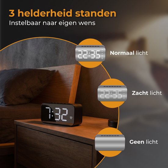 Nuvance Radiowecker – Digitaler Wecker für das Schlafzimmer – Radiowecker – 2 Weckzeiten – Dimmfunktion – Digitale Wecker – Radiowecker