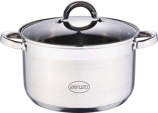 Ceruzo Kochtopf - Edelstahl - Durchmesser 24 cm - H 14,5 cm - 6,3 L - alle Wärmequellen