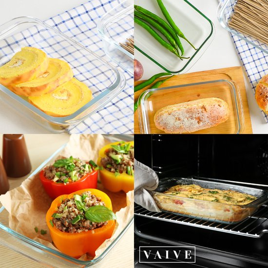 VAIVE 3-tlg. Backofengeschirr-Set - Rechteckig - Glas