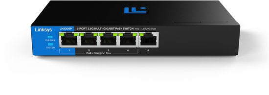 Linksys LN2305P - Netzwerk-Switch - Unverwaltet PoE+ - 2500 Mbps - 5 Ports