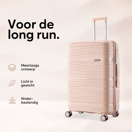 SKYCASES Travelin' Charm - 28-inch großer Reisekoffer - Zahlenschloss - 41x24x69 cm - 98L - Leicht, wasserdicht & langlebig - Hellrosa