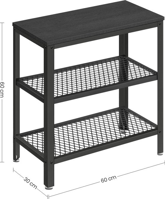 O'DADDYÂ® Wandtisch - Beistelltisch Industrial - mit 2 Netzablagen - Beistelltisch 60x30x60 cm - Flurtisch - Farbe schwarz/dunkelgrau