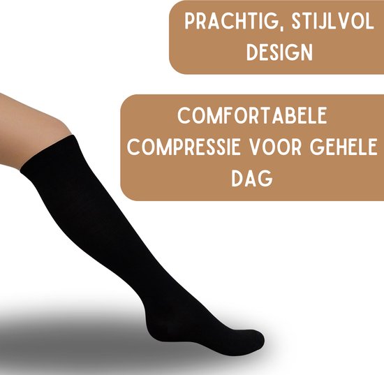Kompressionssocken 1 Paar Stützsocken Damen und Herren - Kompressionssocken - Laufsocken - Sportsocken - Schwarz - Größe 41-45 L/XL