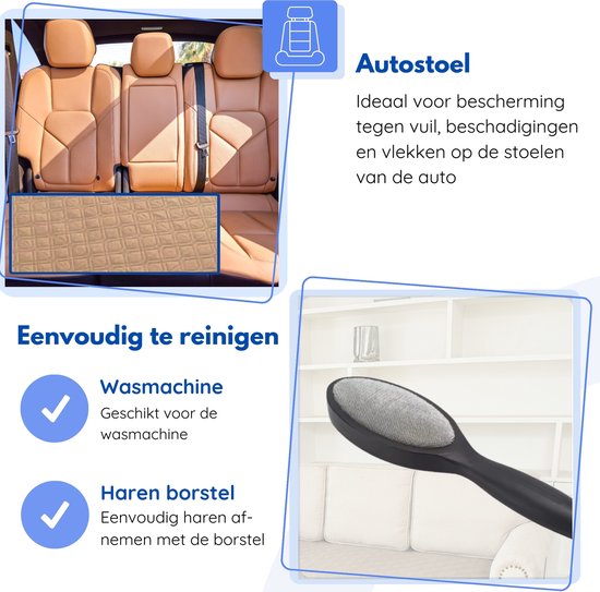 Hilvard - Hundedecke - Katzendecke - Sitzbankschoner - Hundedecke Auto-Rücksitz - Geeignet für Sofa, Auto und Bett - Sand - 76 x 127cm - Hundedecke - Hundematte