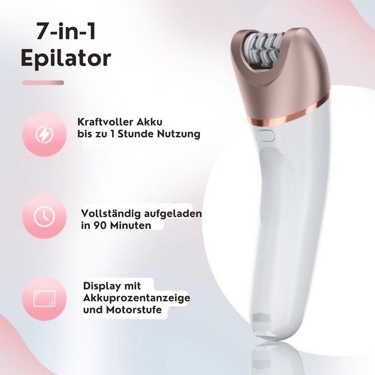 Beeperfect 7 in 1 Epilierer für Frauen - Bikini-Trimmer - Wiederaufladbar - Wasserdicht - 7 Aufsätze - Weiß/Rosa