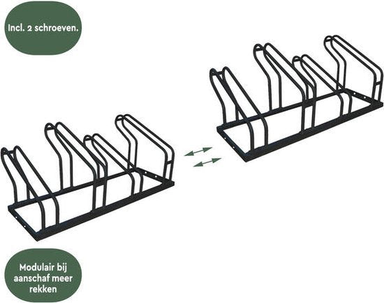 BRASQ Fahrradträger für 4 Fahrräder - Fahrradständer - Fahrradträger - Fahrradhalterung für Boden Inklusive Befestigungsmaterial - Schwarz