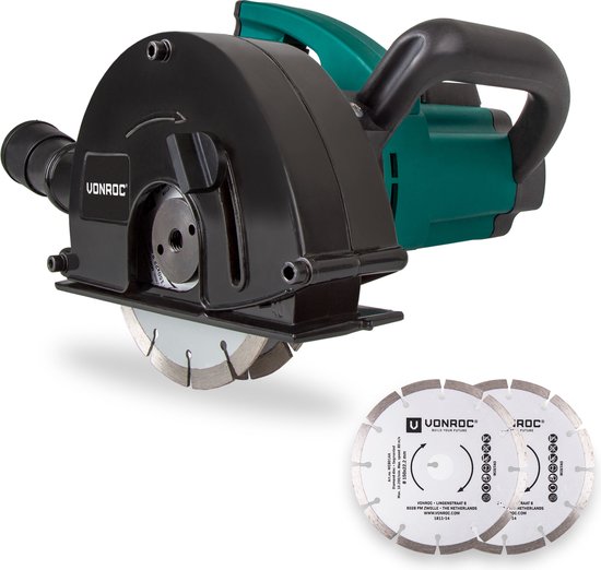 VONROC Wall Router - Grabenfräse - 1700W - Ø150MM - Inkl. 4 Stück Diamantscheiben & Aufbewahrungstasche