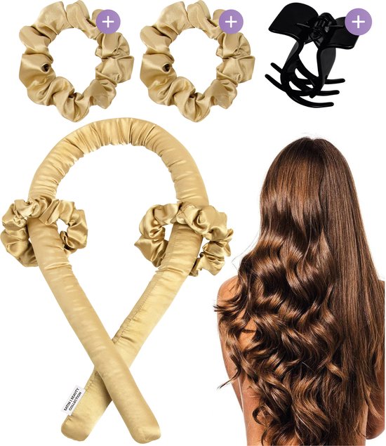 Soft & Silky Heatless curls - Satin - Inkl. 2 Haargummis und 1 Haarspange - Lockenwickler - Locken ohne Hitze - Lockenwickler - Lockenprodukte