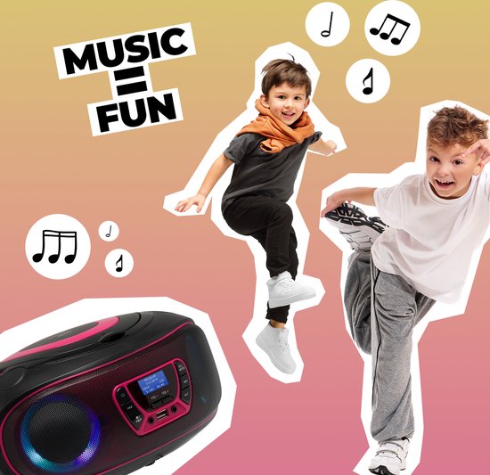 Denver Tragbares DAB-Radio CD-Player Kinder - Bluetooth - Lichteffekte - Boombox - AUX - FM - TDB212PINK