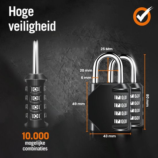 VAIVE Vorhängeschloss mit Zahlencode - Zahlenschloss - Schloss - Vorhängeschloss - Für den Innen- und Außenbereich