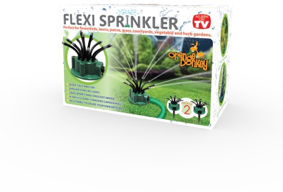 Orange Donkey Flexipoint Garden Sprinkler Set - 2er-Pack mit 24 flexiblen Düsen - Effiziente Bewässerung für Garten und Rasen - Sprinkleranlage