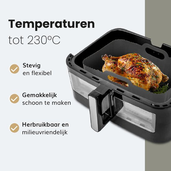 Airfryer Tabletts Silikon - 2 Stück - Heißluftfritteuse - Zubehör - Backpapier - Geeignet für XXL Philips, Ninja, Inventum - Korb - Sicheres Material - Luft