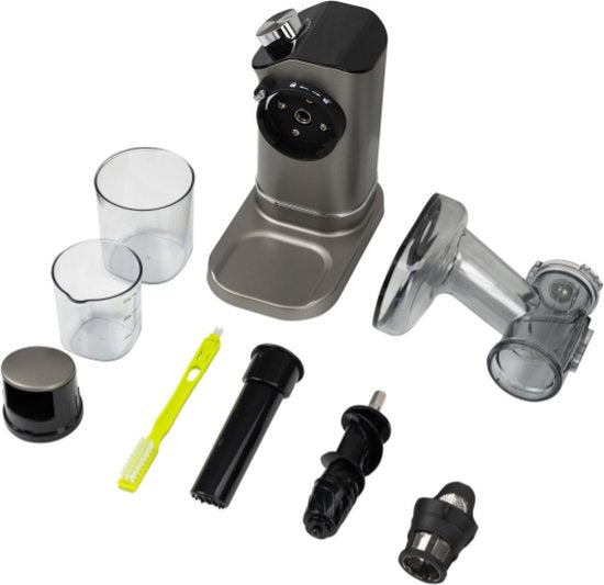 Safecourt Kitchen - Slow Juicer - 700 ml & Kaltpressung - Mit leisem Motor und Tropfstopp - Für frischen Saft von Obst und Gemüse - Grauer Kunststoff