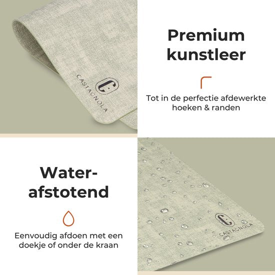 Castagnola Tischsets in Lederoptik - Rutschfeste Tischsets aus Kunstleder - Wasserabweisende Untersetzer - Untersetzer - Plastik Tischsets - 6 Stück - 45 x 30 cm - Melange Grün