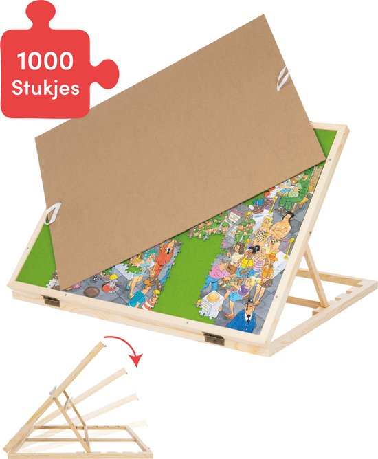 Diydash Verstellbares Puzzlebrett - Für 1000 Teile - Ergonomisches Design - Braunes Holz