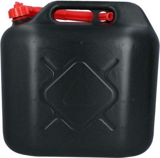 Carpoint Kanister – für Kraftstoff – 20 Liter – schwarz – inkl. rotem Ausgießer – Benzin und Diesel – 38 x 19 cm