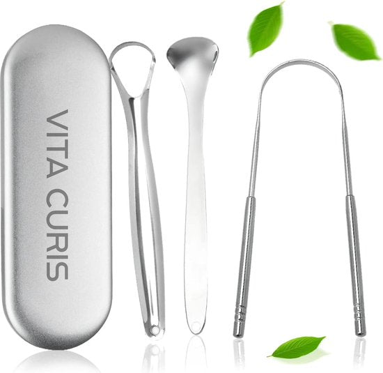Vita Curis – Professioneller Zungenschaber – Mundpflege – 100 % antibakterieller chirurgischer Stahl – Zungenreiniger – Zungenschaber