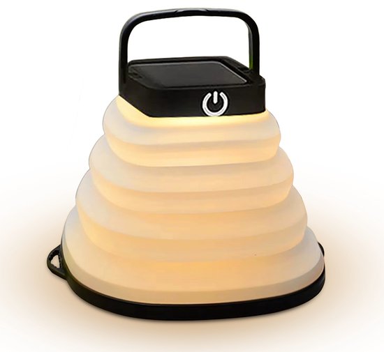 Tech Essentials Solar LED Laterne - faltbar - schwarz - Zeltlampe - Led Lampe wiederaufladbar - Camping - Notfall - Sturm - Hängelampe - Solarenergie