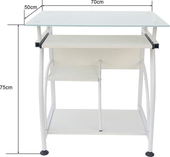Schreibtisch Laptop-Computertisch - platzsparend - 70 cm x 50 cm - weiß