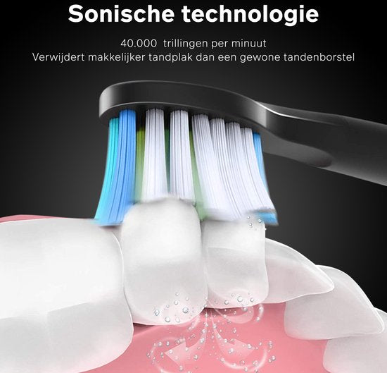 Bintoi® iSonic ProClean - Elektrische Zahnbürstenköpfe - 3 Stück - Geeignet für Bintoi iSonic D700/D600 - Jahresbedarf - Schwarz