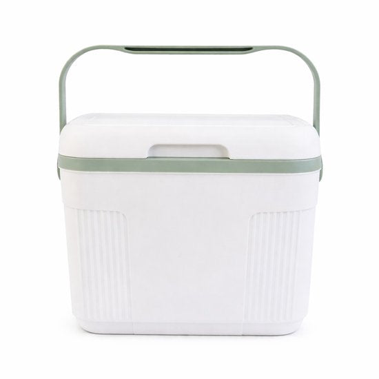 Ceruzo Kühlbox 10 l – Kompakt – Kühlelement im Deckel – Camping-Kühlbox – Weiß-Grün