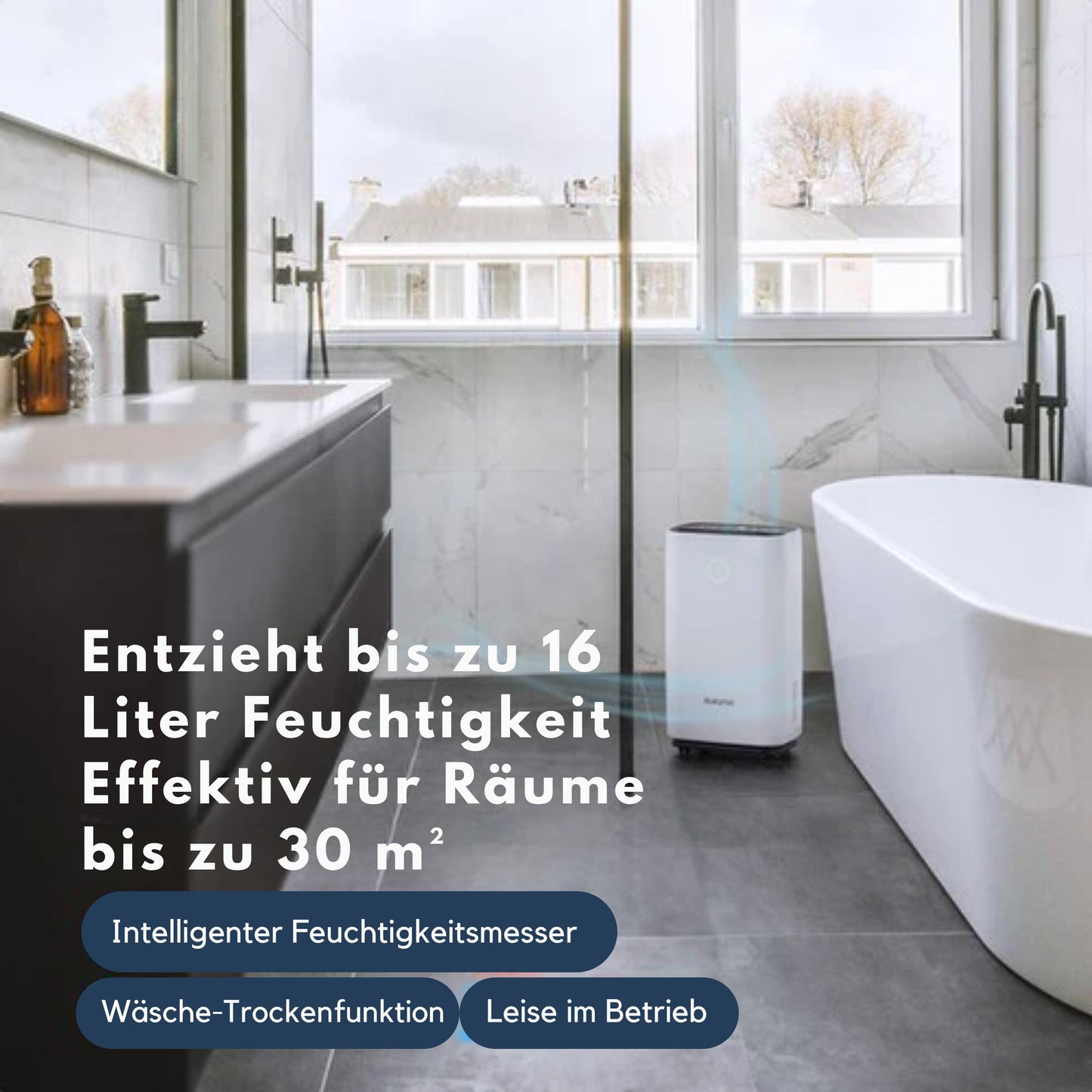 Auronic Luftentfeuchter - 16 l Kapazität pro Tag - Wash-Dry-Funktion - Nachtmodus - Für Schlafzimmer & Wohnzimmer - Weiß & Kunststoff
