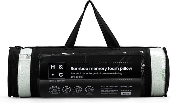 H&C Bamboo Memory Foam Pillow - Antibakteriell - Anti-Hausstaubmilben - Für Seitenschläfer