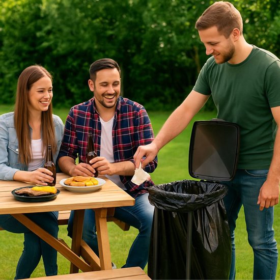 Camp Active Camping Müllsackhalter - faltbarer Halter für GFT oder Gartenabfallsäcke - geeignet für ca. 60L Müllsäcke - leicht und stabil - 34x29x69 cm