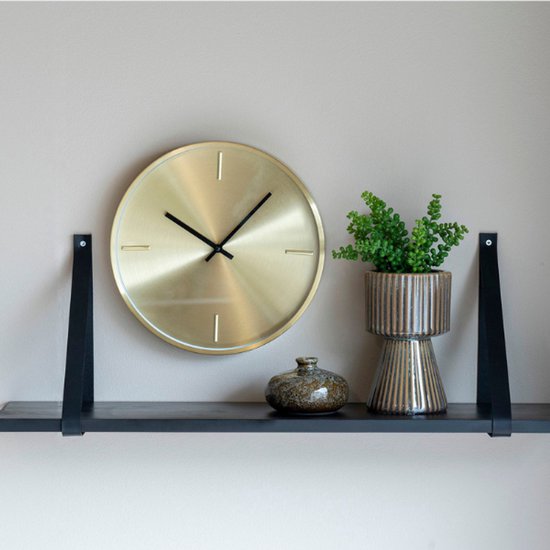 Wandregal blank Holz mit Leder 80x20cm