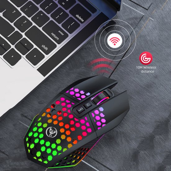HXSJ T500 Gaming-Maus - Ultraleicht - RGB-Beleuchtung - Helles Schwarz