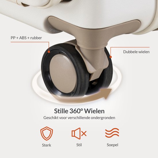 Nohrd Handgepäck Koffer 35 L - Spinner Räder - Trolley Leichtgewicht - Doppeltes TSA Schloss - Reisekoffer - praktische Fronttasche - Elfenbein
