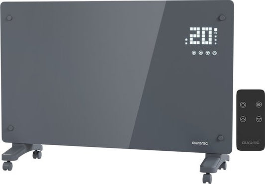 Auronic Electric Heater - Konvektor-Heizung mit Thermostat und Fernbedienung - Glasheizung - 2000W Heizung - Grau
