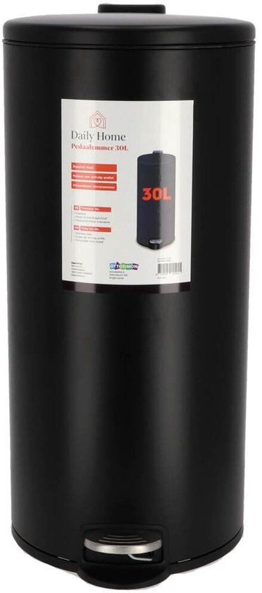 Daily Home Treteimer 30 Liter schwarz – Küchenabfalleimer