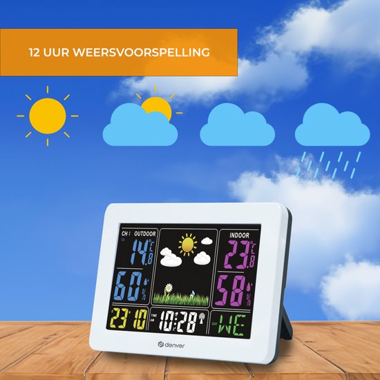 Denver WS-540 White - Weerstation - alarmfunctie - kleurenscherm - Wit