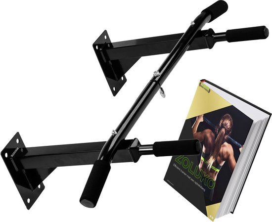 Zoluko Professional Klimmzugstange Wandhalterung - 150kg Belastbarkeit - Inkl. E-Book - Einfache Montage - Klimmzugstange Fitness - Klimmzugstation für den Heimsport - Klimmzugstange - Schwarz