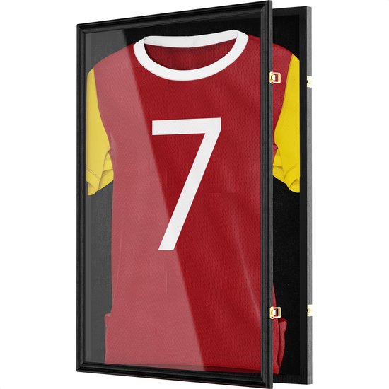 Avalo Bilderrahmen 80x60 cm Schwarz - Tiefer Bilderrahmen Boxrahmen - Geeignet für Fußballtrikot-Rahmen - Faltbar