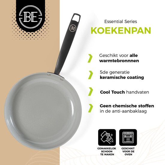 BE Living Essential Bratpfanne - Ø 28 cm - Keramik - PFAS-frei - Induktion - Weiß