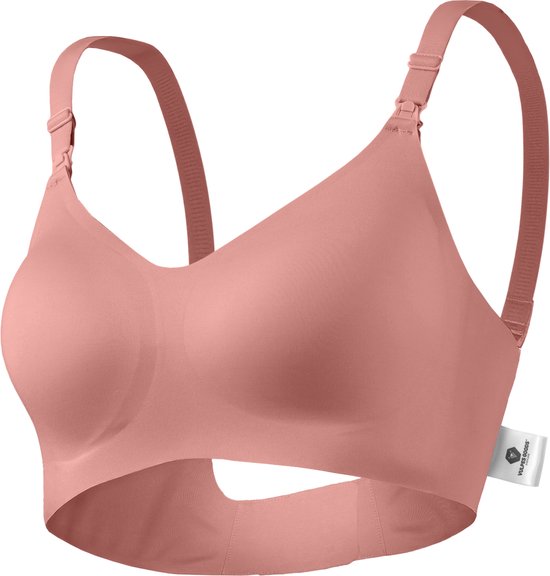 Vulpes Goods® BabyCare - Still-BH ohne Bügel - Umstands-BH - Nahtloser Still-BH - Schlaf-BH - verstellbare Träger - ultraweiches Material - herausnehmbare Polsterung - vorne mit Klappe - praktisch beim Stillen - Pink - M