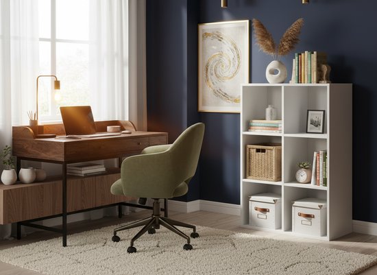 VDD - Regal inkl. 3 Aufbewahrungsboxen - Hängeschrank - Regal Weiß - Regal - Hängeschrank - Hängeschränke Wohnzimmer - 6 Regale - Weiß