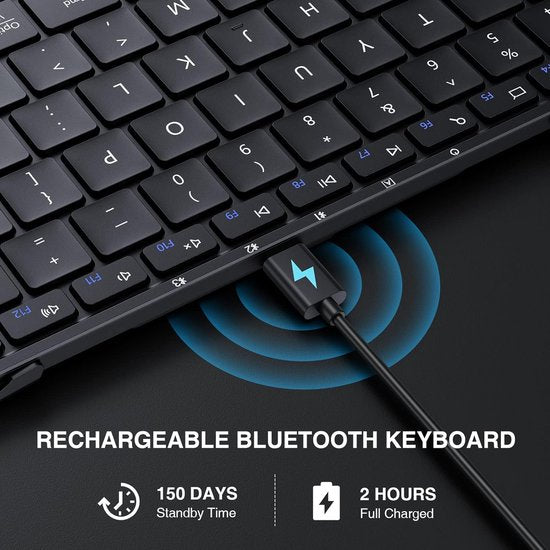 ProtoArc Foldable Keyboard - Full-Size Wireless Keyboard - Reisetastatur Portable - Bluetooth Tastaturen - Laptop IOS Android Windows Tablet iPad Smartphone PC Computer - Schwarz
