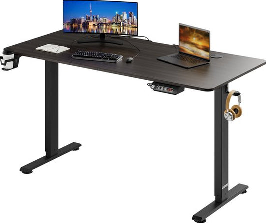 Casaria Sitz-Steh-Schreibtisch - Höhenverstellbar Elektrisch - 140x60cm Braun